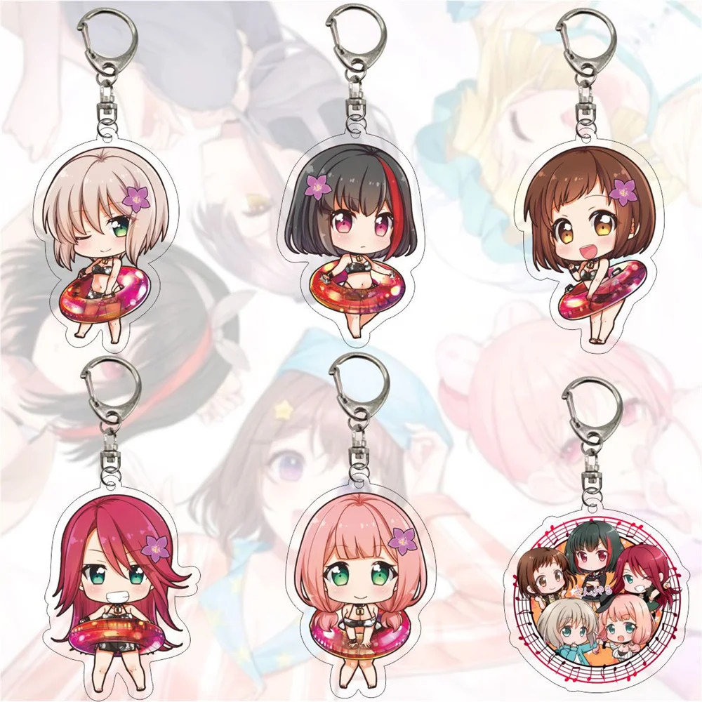 BanG Dream! Anime Afterglow Acrylic Key Chain Gift Girl Pendant Jewelry Cute Creative Keychain Fashion Key Ring Bag Charms