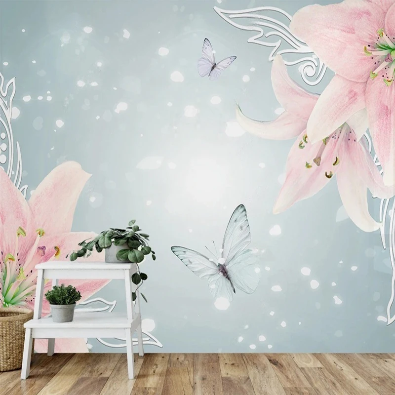 

MU8482 Wall Mural Ceiling Wallpaper Tropical Botanical Leaves Sky Flowers Print Living Room Bedroom Home Interior Decor