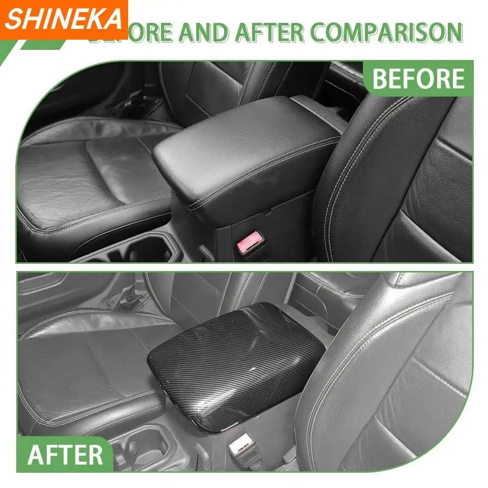SHINEKA Car Interior Armrest Box Decoration Cover for Jeep Wrangler JL 2018 Up for Jeep Gladiator JT 2018 Up Accessories