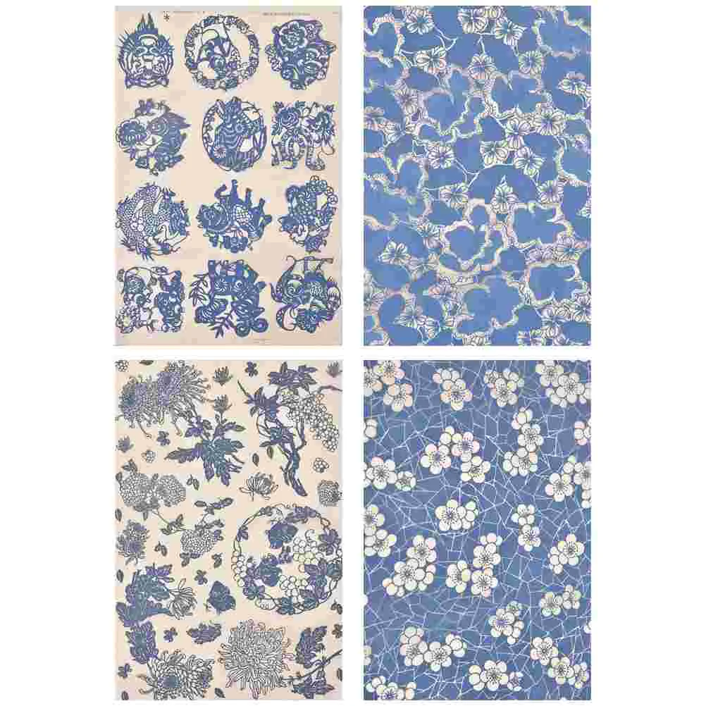 4 Sheets Underglaze Pottery Transfers for Ceramic Decorative Decal Porcelain Clay Paper Manual