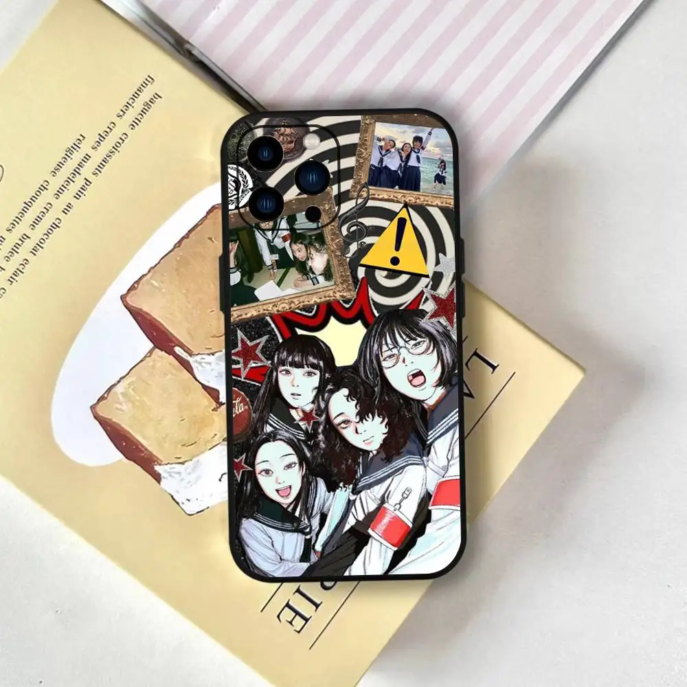 1 قطعة Atarashii Gakko.jpg جراب هاتف أسود سيليكون لينة شل آيفون 17 16 15 14 13 12 11 الهواء برو ماكس زائد