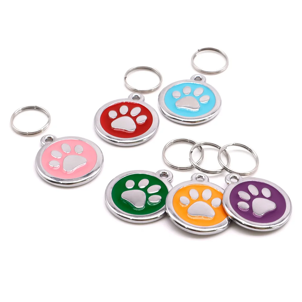 Wholesale 100Pcs Paw Dog Tag Personalized Pet ID Dog Tags Engraved Name Phone Number For Pet Dog Cat ID Tag Pendent Necklce