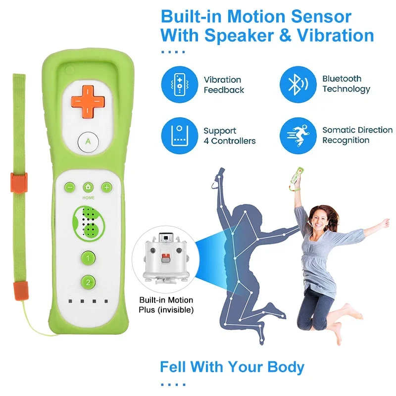 2 in 1 Remote and Nunchuck Controller Wii Motion Plus Remote Controller Gamepad Nunchuck Controller for Nintendo Wii
