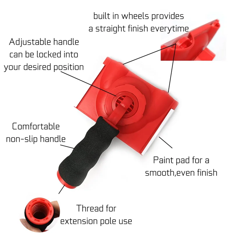 Rotatable Handle Paint Edger 4 Replacement Pads Refills, Easy Quick Paint Edger Tool for Walls Corner Painting