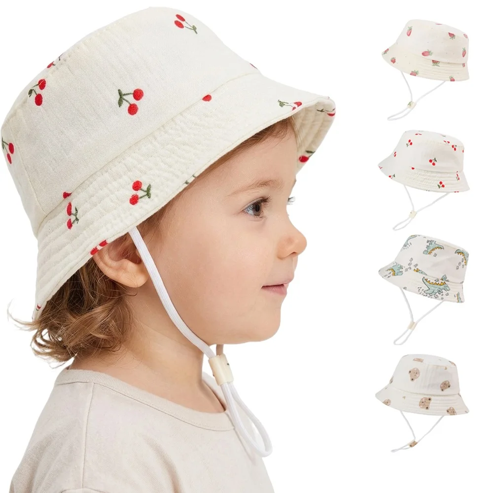 Panama Sommer Baumwollgarn Atmungsaktiver Sonnenhut für Babys und Kleinkinder Strandkappe Kinder Fischerhut Baby UV-Schutz Kappe