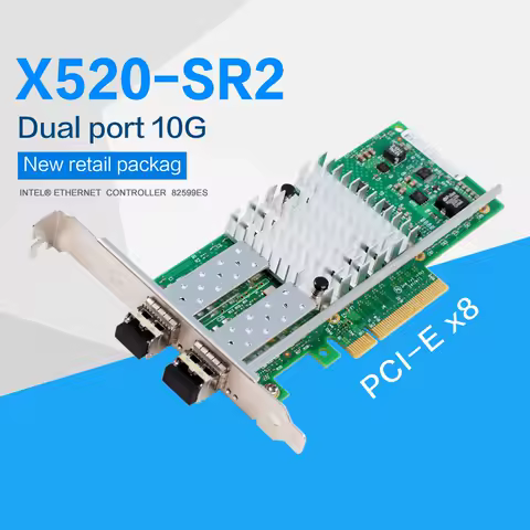 X520-DA2 10G SFP+ dual port PCIe 2.0 x8 Intel 82599ES Chip Ethernet Network Adapter-Including two 10g multimode modules X520-SR2