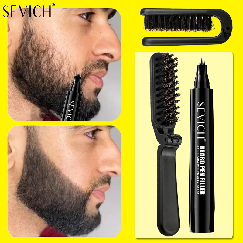 

Ручка для наполнения волос с набором кистей, черный/коричневый, водостойкий, с четырьмя зубцами, карандаш для наполнителя бороды для волос, бровей, ресниц, бороды, наполнителя волос