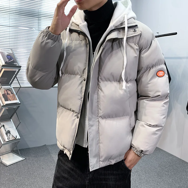 

Мужская хлопковая куртка Yurong, короткое свободное искусственное двухсекционное пальто, зимняя утолщенная хлопковая стеганая куртка, пуховик