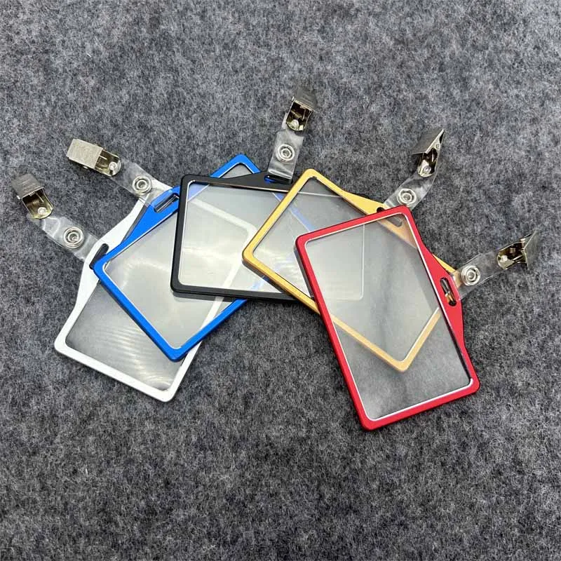 5Sets Metal ID Tag With Clip Nurse Doctor Working Case Name Card Cover Name Identity Badge Holder Aluminium Alloy Protector Case