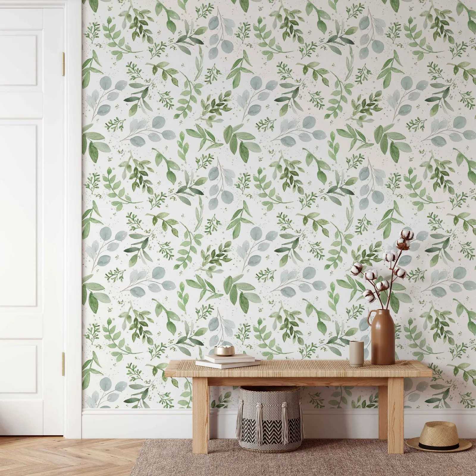 Green Leaves Wallpaper Peel And Stick,,Spring Leaf  Wall Papers For Home Decor,Self-adhesive Or Tradition Non-woven Wall Murals