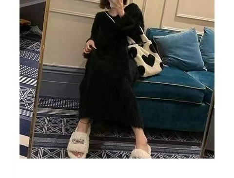 

2025 Autumn Winter New Sweater Dress Women's Fashionable Warm Knitted Base Shirt Dress