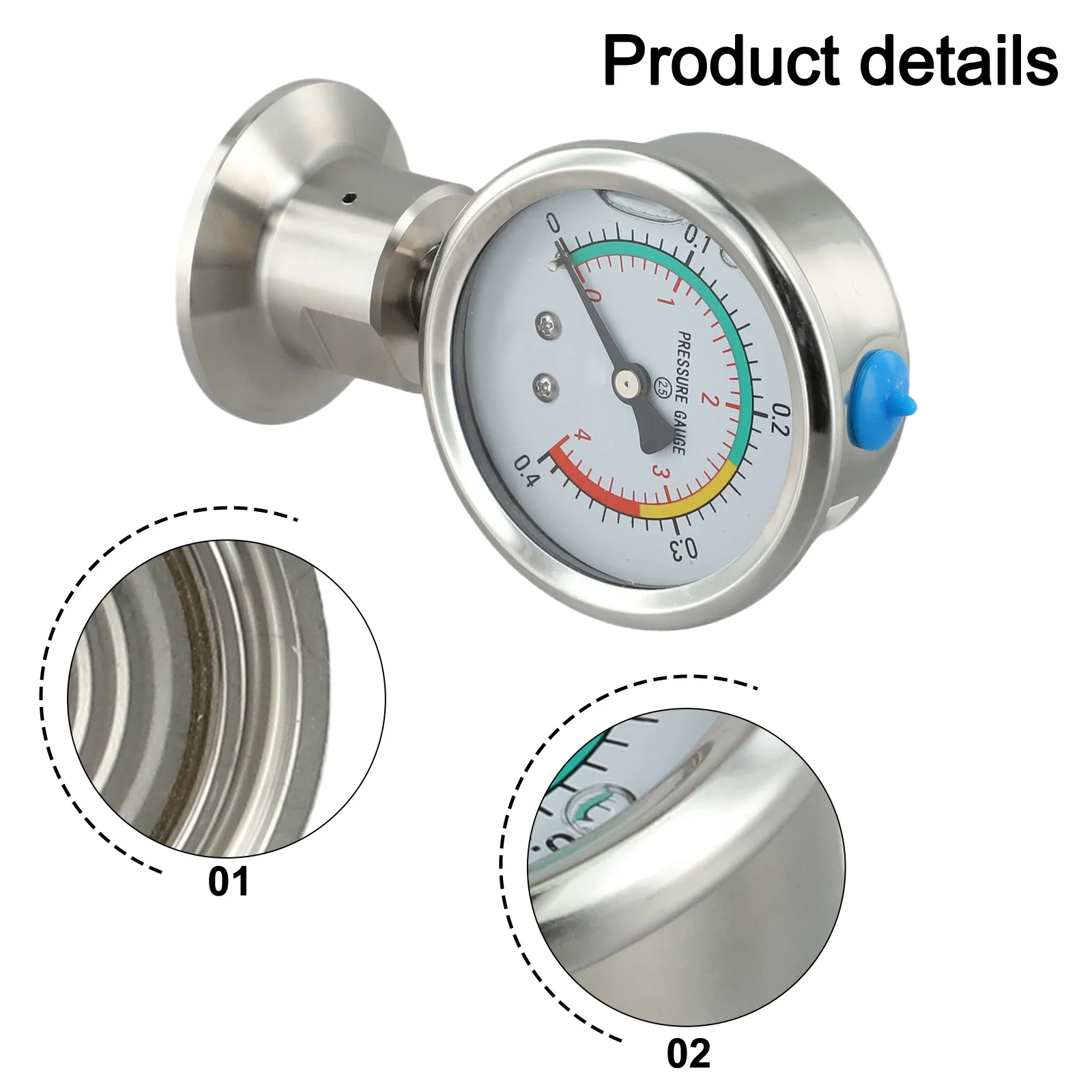 Pressure Monitoring In Manufacturing 50.5mm OD Sanitary Diaphragm Pressure Gauge Wide Application In Industries