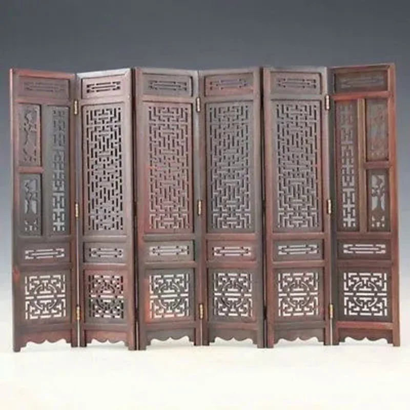 Hand-carved Chinese Boxwood & Sculpture Folding Screen