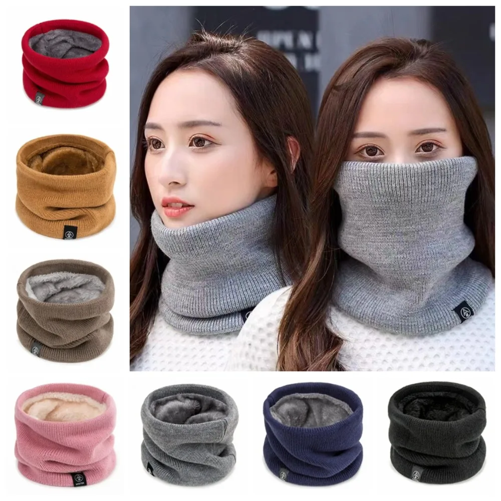 Soft Neck Warmer Winter Windproof Scarf Solid Color Windproof Cashmere Winter Ring Scarf Warm Thick Plush Warm Winter Ring Scarf