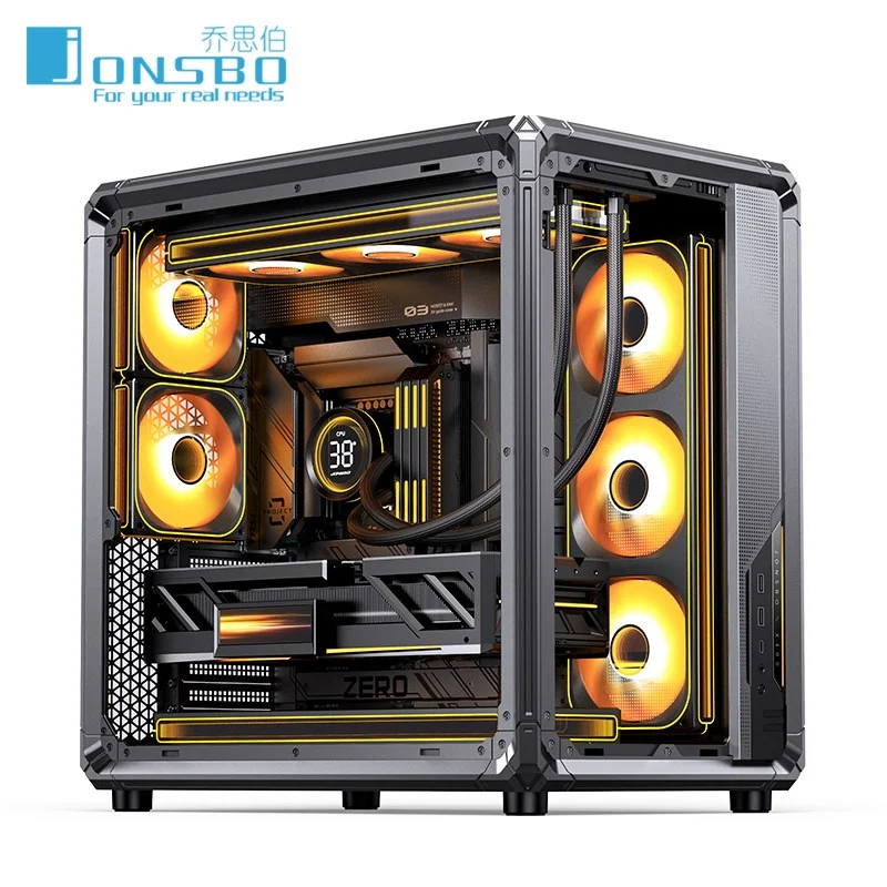 Jonsbo X400 ATX/M-ATX Computer Case Double Transparent Sea View Room Game Case Support 360 Water Cooled /Back Plug ARGB Lighting