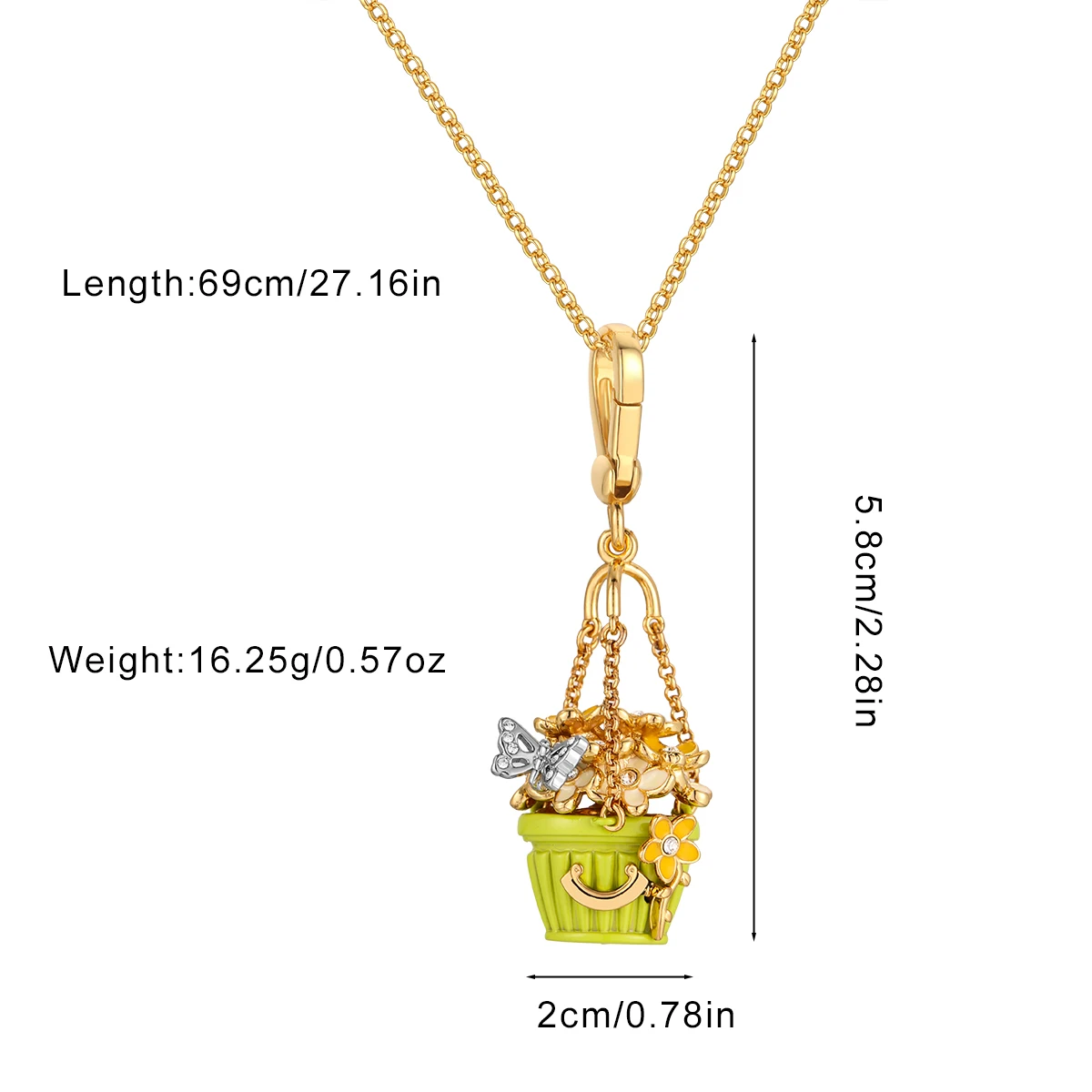 Fashion Butterfly Enamel Flower Basket Pendant Necklace for Women Elegant Party Jewelry  Keychain Pendant Halloween Gifts