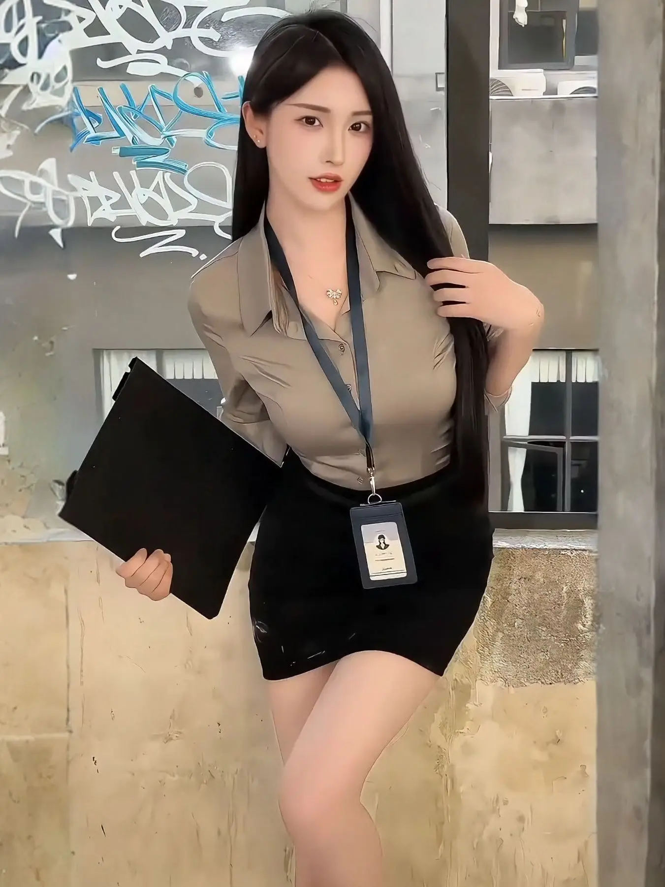 

ay Collar Long Sve Women's irt Bodycon ort Skirt Faionable Autumn New Sle High Waist Cotton Blend Busin ...