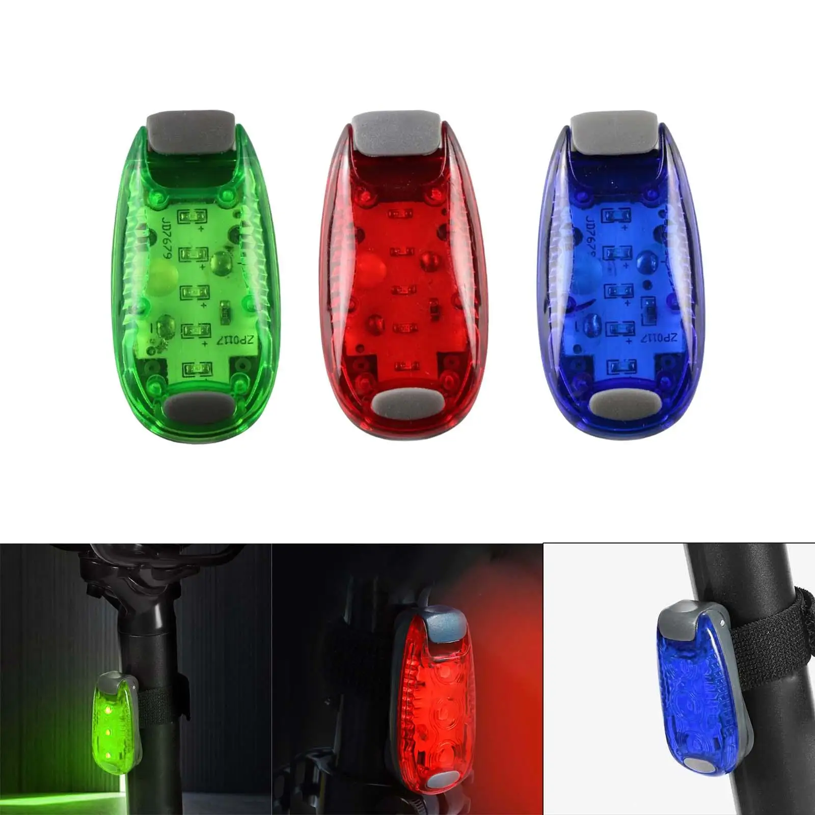 2xLED LED Light Bike Tail Clip On Strobe Cycling Flashing Green