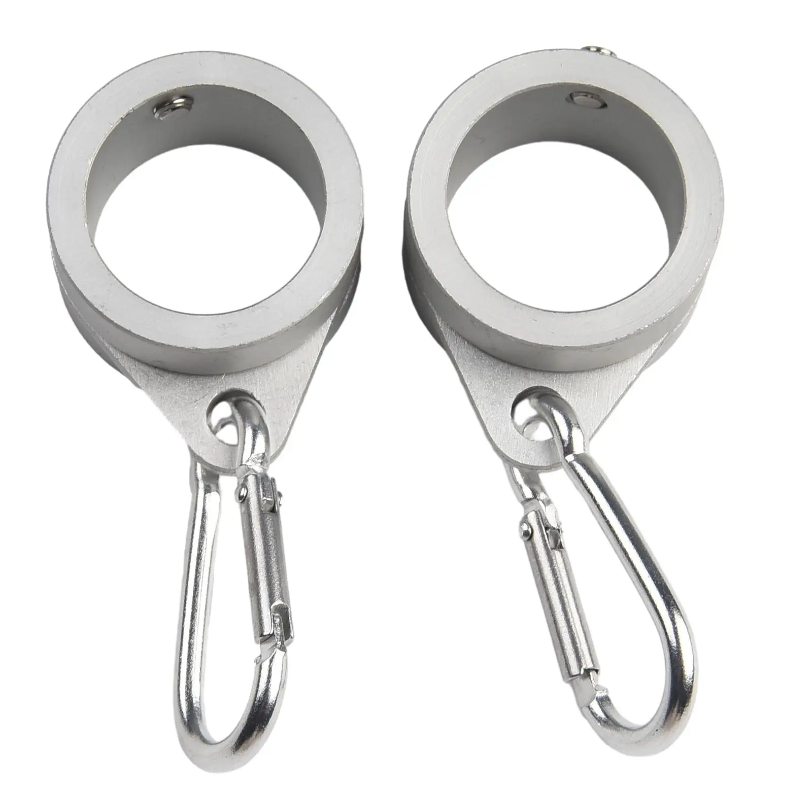 2pcs Aluminum Flag Pole Rings 360 Degree Rotating Flagpole Flag Mounting Rings With Carabiners AntiWrap For 0.75-1.02 Inches