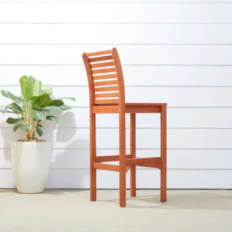 Reddish Brown Tropical Wood Bar Chair