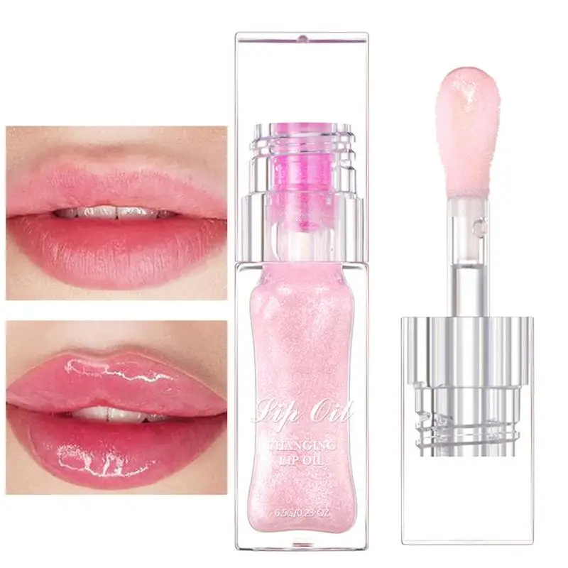 Glänzende Perle Feuchtigkeit creme Farbwechsel Lip gloss transparente Farbwechsel Glas Lippen öl Glitter Wasser Lip gloss Lip Glasur