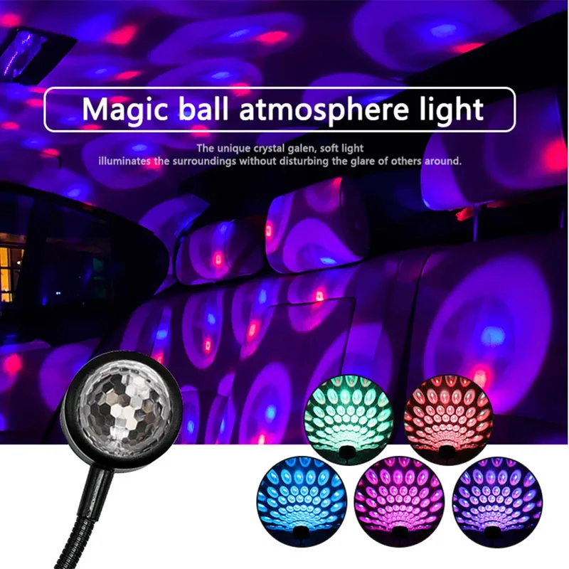 Iluminación de Dj, fiesta con sonido, Control de voz USB automático, luces de bola de discoteca, Color, atmósfera de coche, decoración de habitación, lámpara, luz estroboscópica mágica