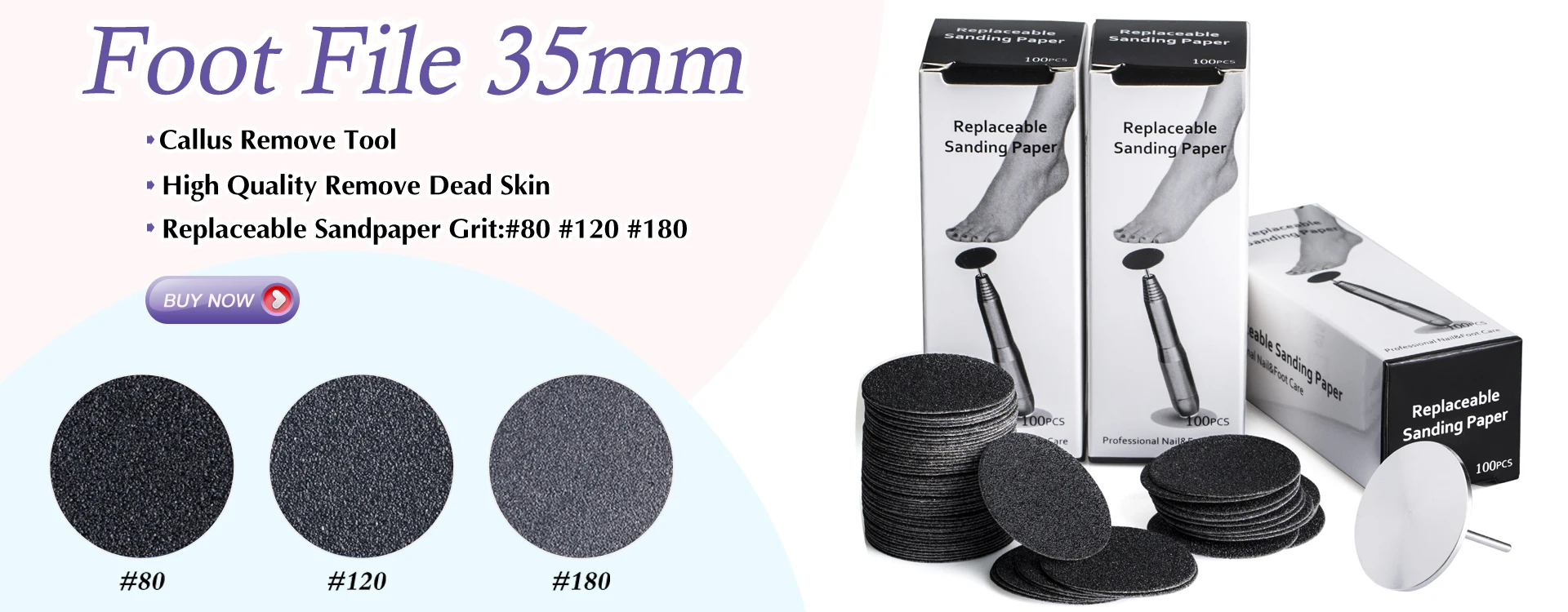 Fuß tote Haut Sandpapier Smart Wheel Pediküre Scheibe Datei Maniküre Werkzeug austauschbare Sandpapier Nagel haut Kallus entferner 25mm – Detail 1