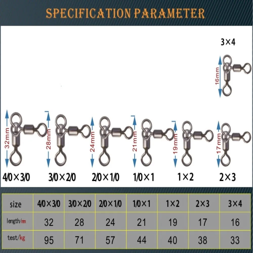 THKFISH ตกปลาหมุน 360 หมุน 3 WAY Swivels ตกปลา Crossline หมุน Heavy Duty อุปกรณ์ตกปลา