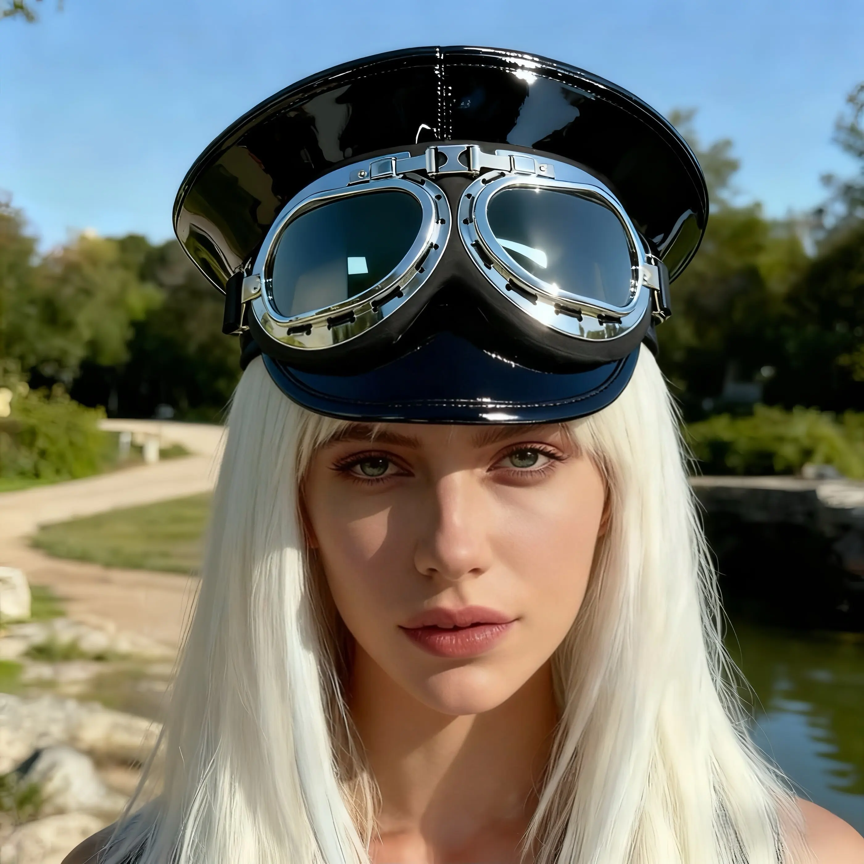 

HongLuan винтажные диско-черные кожаные очки в стиле стимпанк с капитанской шляпой для фестиваля, женские военные аксессуары и военная кепка