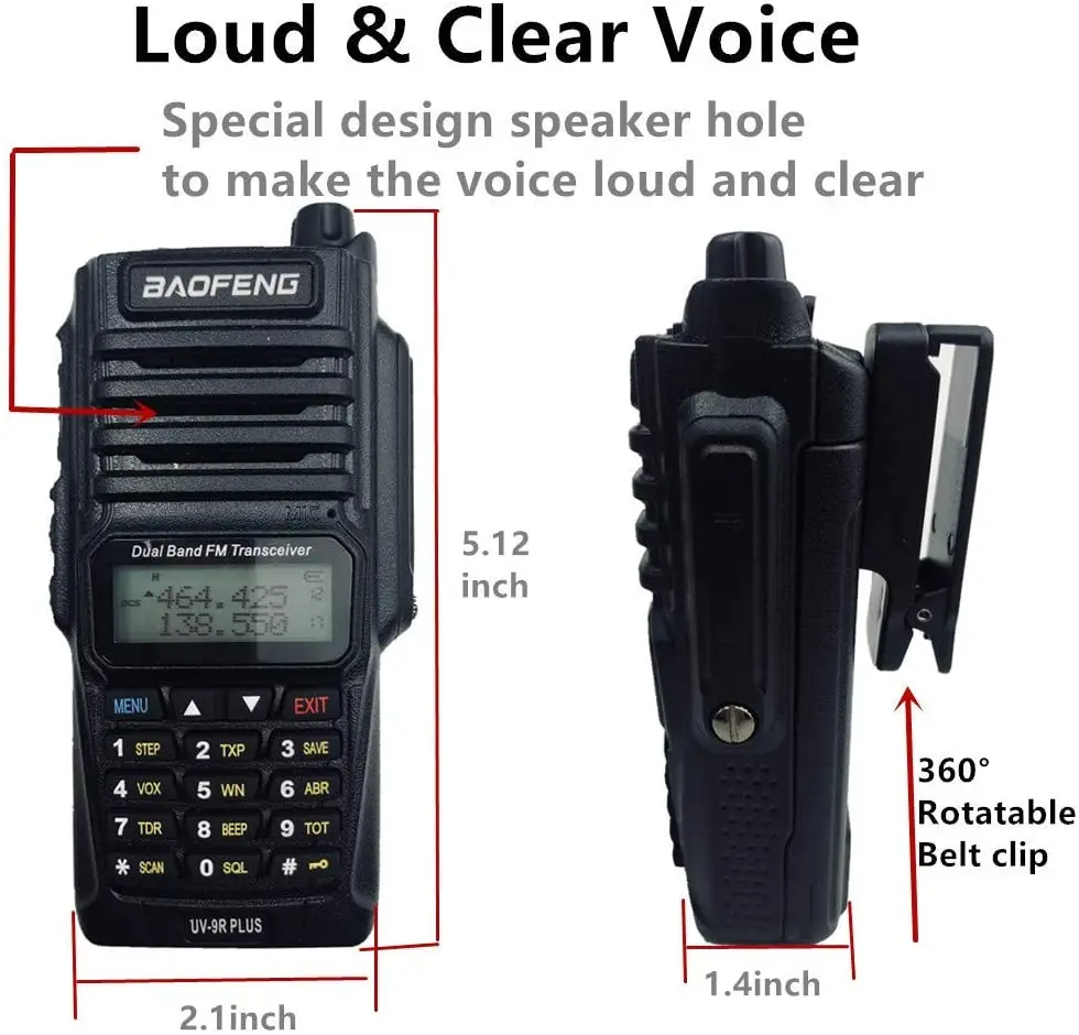 Original Baofeng UV-9R PLUS Radioaficionado de doble banda impermeable de mano Talkie-walkie Vhf Uhf interfono