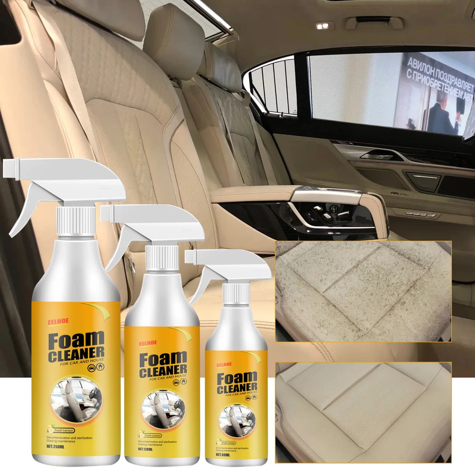 Car Interior Leather Cleaning Foam Cleaner Spray UV protection MultiPurpose Foam Cleaner Decontamination Ceiling Seat Clean