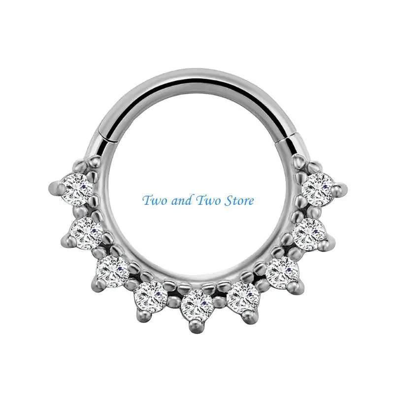 

HX6F Round Crystal Nose Piercing Ring Ear Cartilage Jewelry Body Accessory for Women