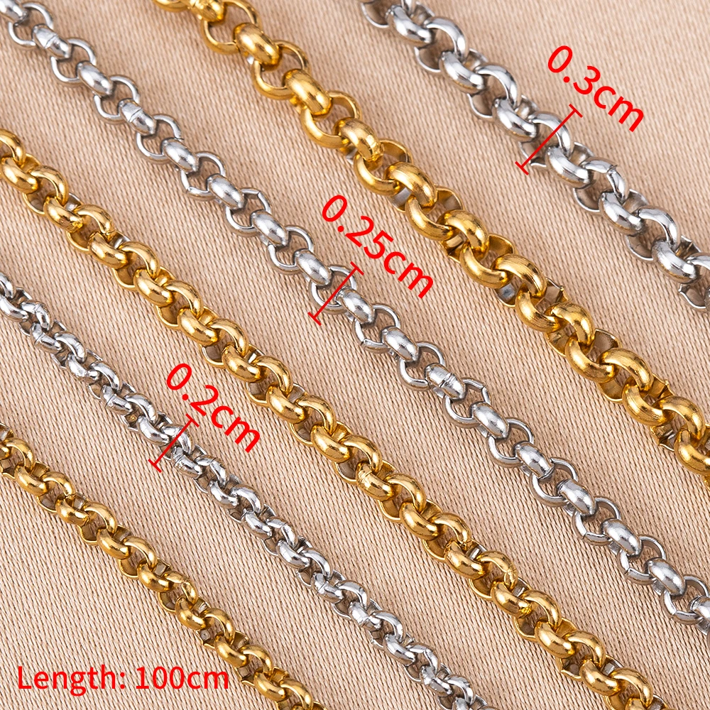 1 метр золотого цвета, цепочки из нержавеющей стали, круглая О-образная цепочка для ожерелья для DIY ювелирных изделий, браслетов, аксессуаров, фурнитура, поставки
