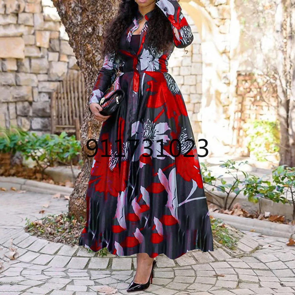 5X 2024 New African Print Dresses For Women dress 3XL 4XL Long Dress Ankara Dashiki Elegant Lady Boho Robe Party Clothes