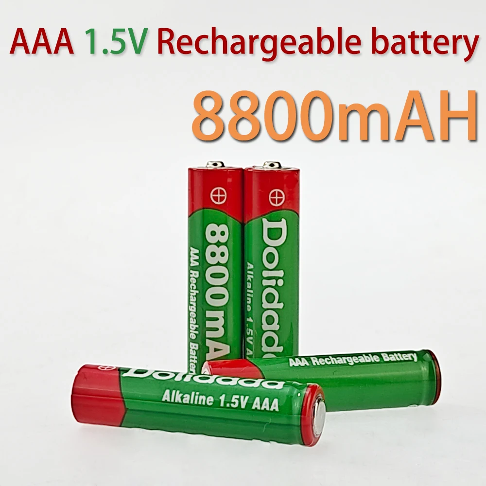 แบตเตอรี่แบบชาร์จได้อัลคาไลน์ AAA1.5V 8800MAH แบตเตอรี่ AAA ชาร์จไฟได้1.5V เหมาะสำหรับของเล่นไฟ LED MP3