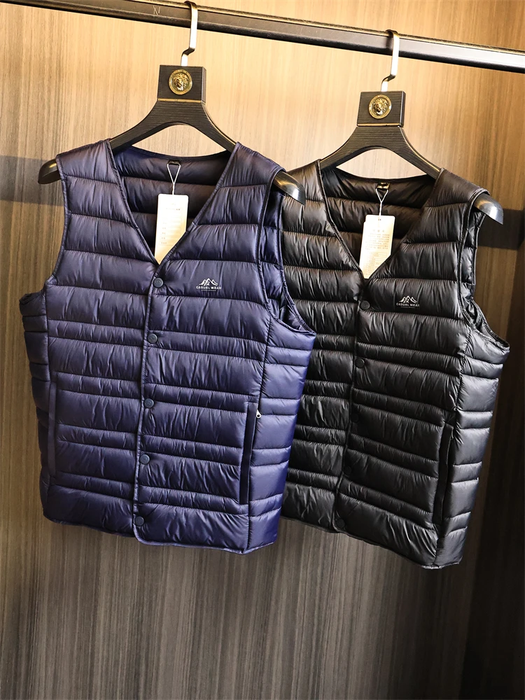 

Водонепроницаемый хлопковый жилет-куртка мужской, модный, с V-образным вырезом, утепленный, стеганый, осенне-зимняя верхняя одежда, приталенный крой, городской стиль