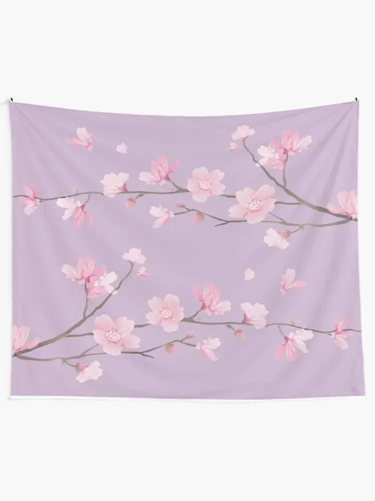 Cherry Blossom flower plant - Pastel Purple Tapestry Wall Mural Wallpaper Bedroom Aesthetic Home Decor Bedroom Decor Tapestry