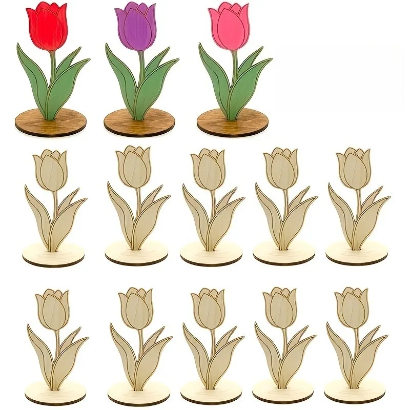 

Набор из 30 деревянных тюльпанов для декора: стоячие цветочные композиции для центральных украшений на вечеринках, свадьбах, днях рождения, Дне матери