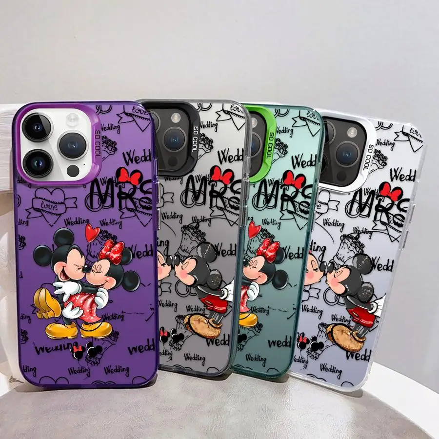 حافظة هاتف بغطاء ناعم لهاتف آيفون 16e 14 15 16 Plus 11 12 13 Pro Max Disney Love ميكي ميني