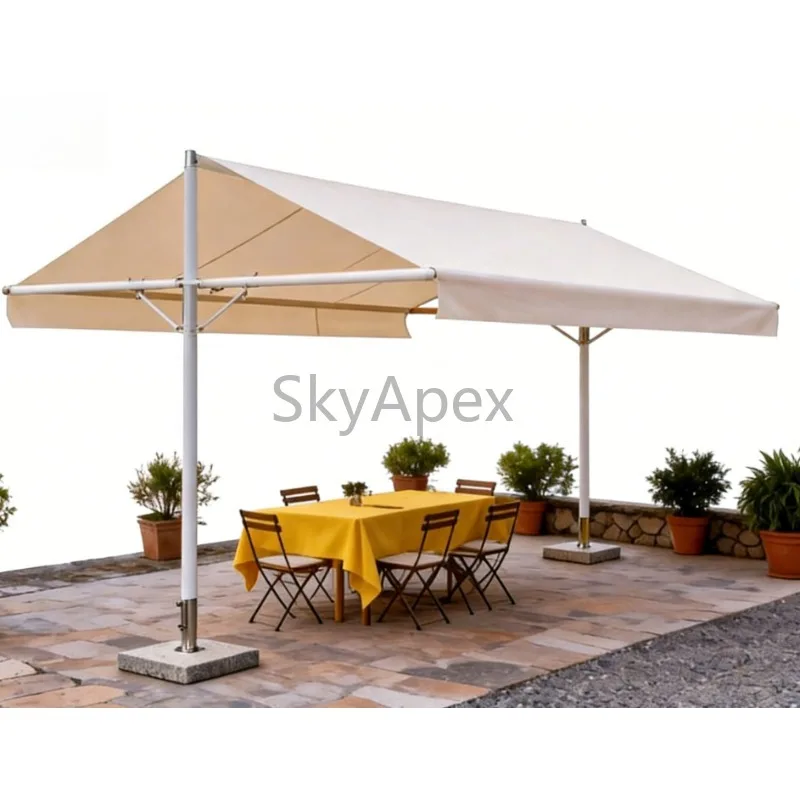 Double Opening Telescopic  Folding Outdoor  Awning Waterproof  Durable Commercial  Mobile Canopy Courtyard Parasol Hanging Cloud