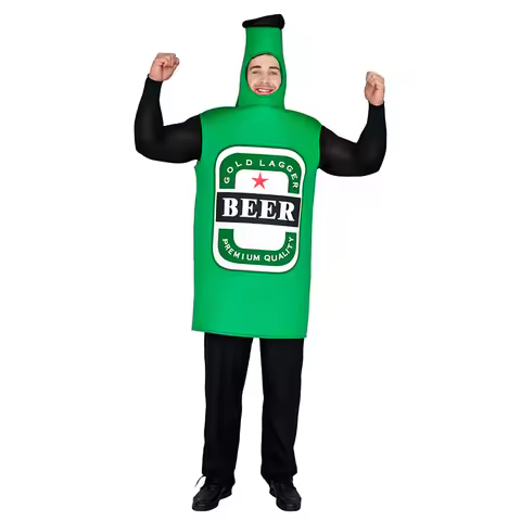 Halloween Adult Men's Lightweight Beer Bottle Costume Funny Food Costume Oktoberfest Onesie Costumes One Size