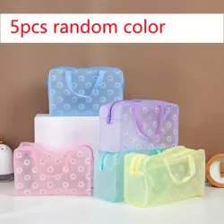 5pcs PVC Cosmetic Bag Set - Unisex-Adult Water-resistant Transparent Makeup Pouch Set with Secure Zipper Closure