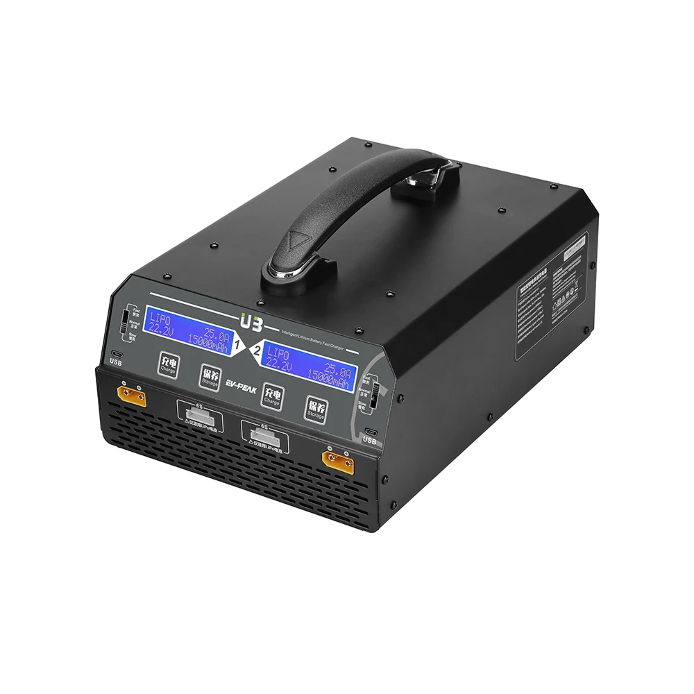 EV-PEAK U3 1200W/25A เครื่องชาร์จสมดุลอัจฉริยะเอาต์พุตอิสระแบบ Dual Channel