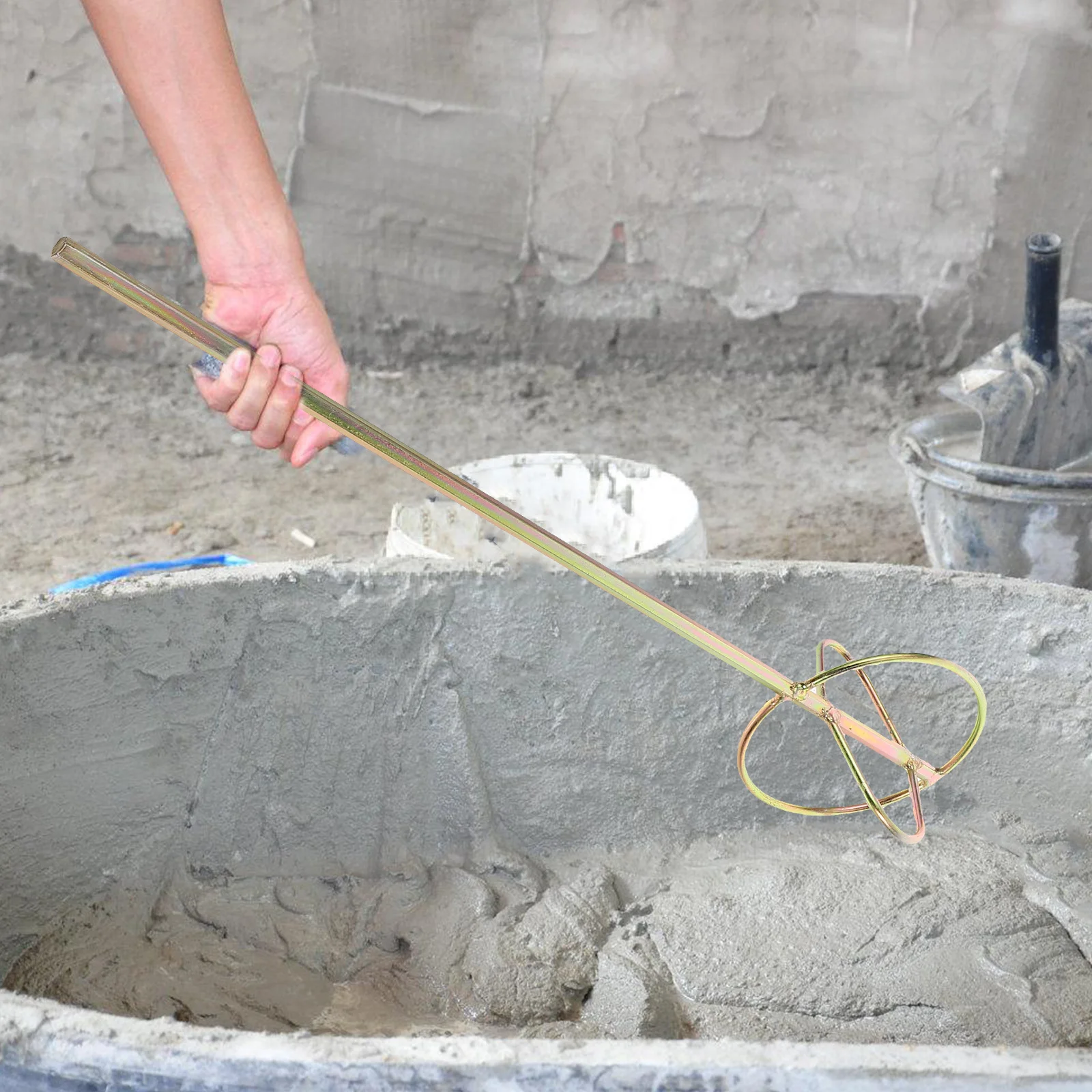 믹서 롱 드라이월 패들 어태치먼트 페인트 및 시멘트 믹싱 로드 드릴 스터러 내구성 높은 효율성