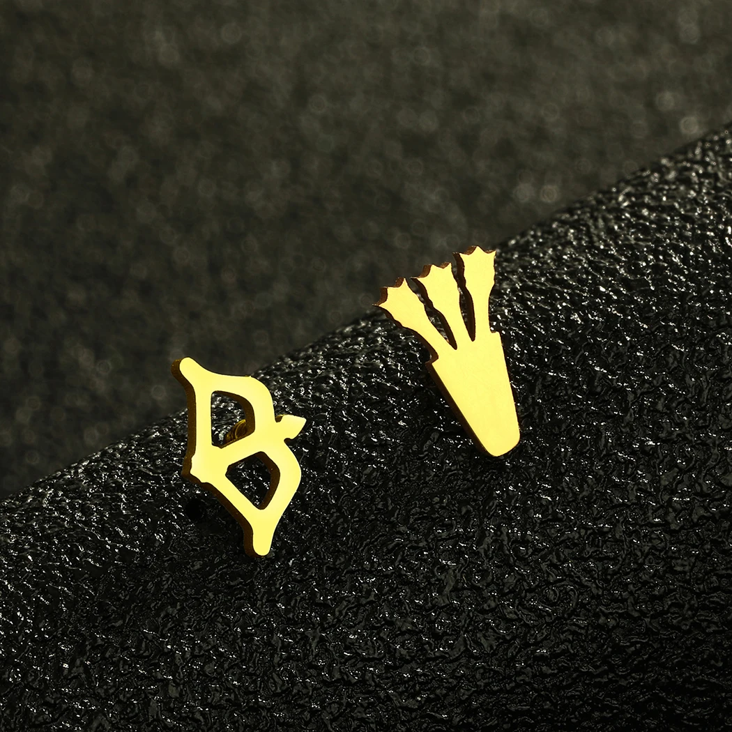 Kinitial Laser Engraved Fashion Stainless Steel Earrings Bow and Arrow Archer Study Earrings Anniversary Gift