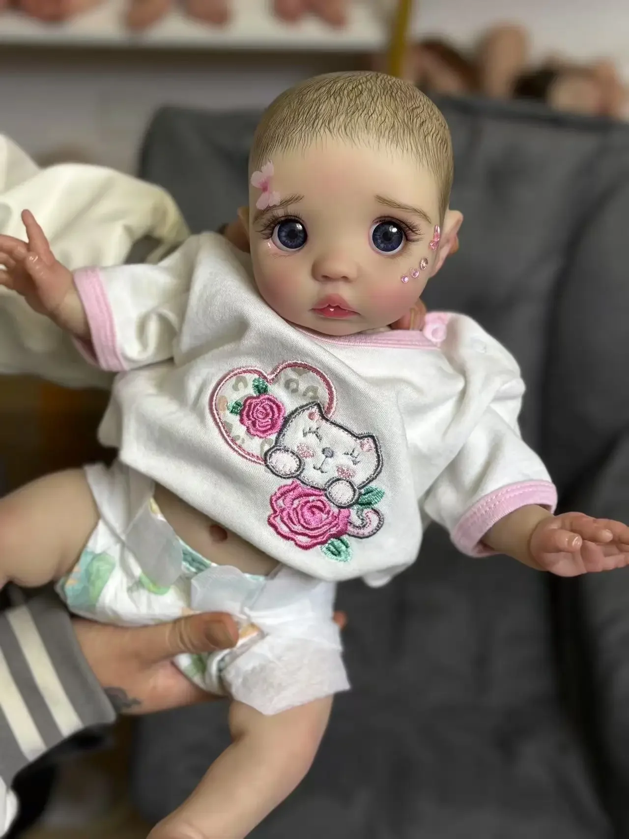 스토어 맞춤 제작 한정판 16인치 리본 베이비 피카 페인팅된 머리 이미 완성된 인형 실제 사진 크리스마스 선물