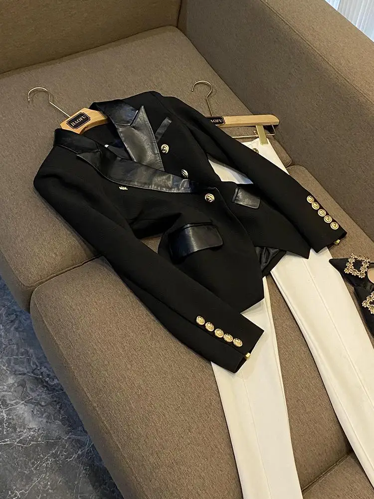 

Ele Bla женский костюм Jaet 2025 New Sle Commute Wind Slim Fit Long Sve с двойной пуговицей модная верхняя одежда