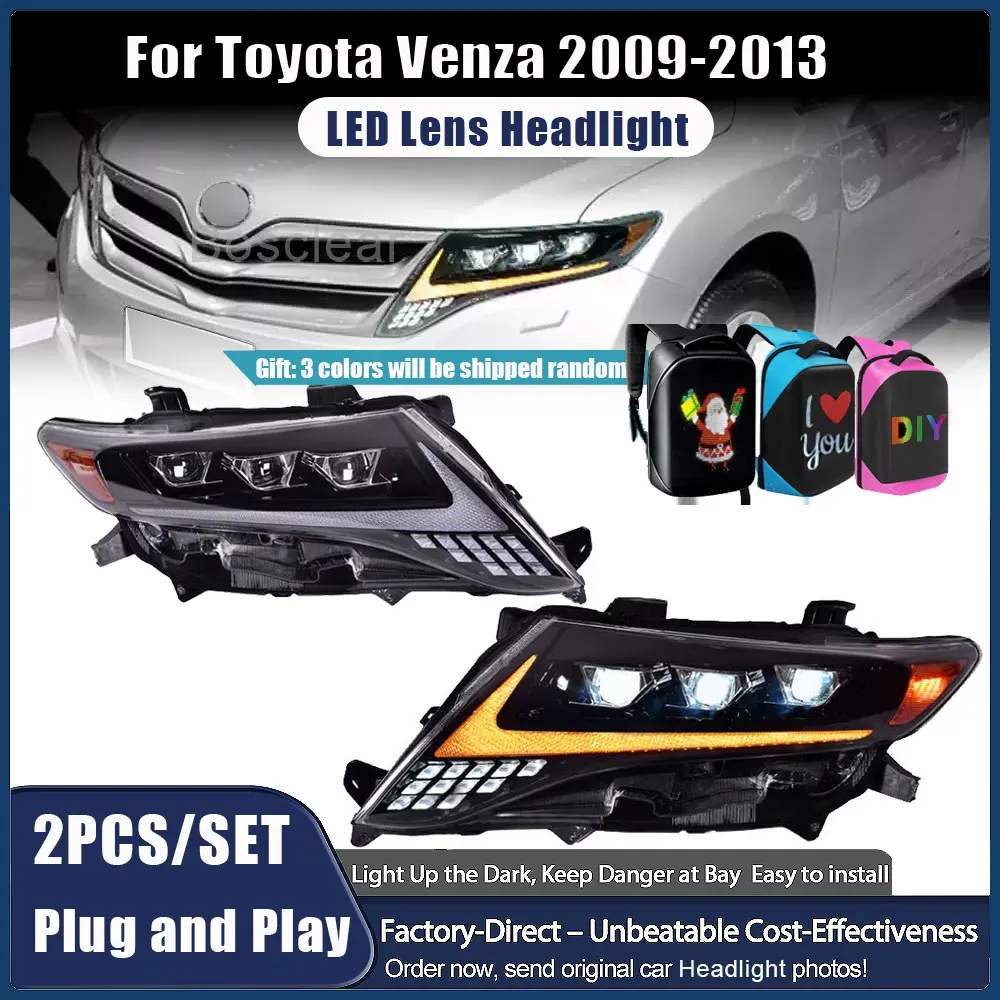 

Head Lamp for Toyota Venza LED Headlight 2009 2010 2011 2012 2013 Headlight Hybrid DRL Turn Signal High Beam Angel Eye Projector