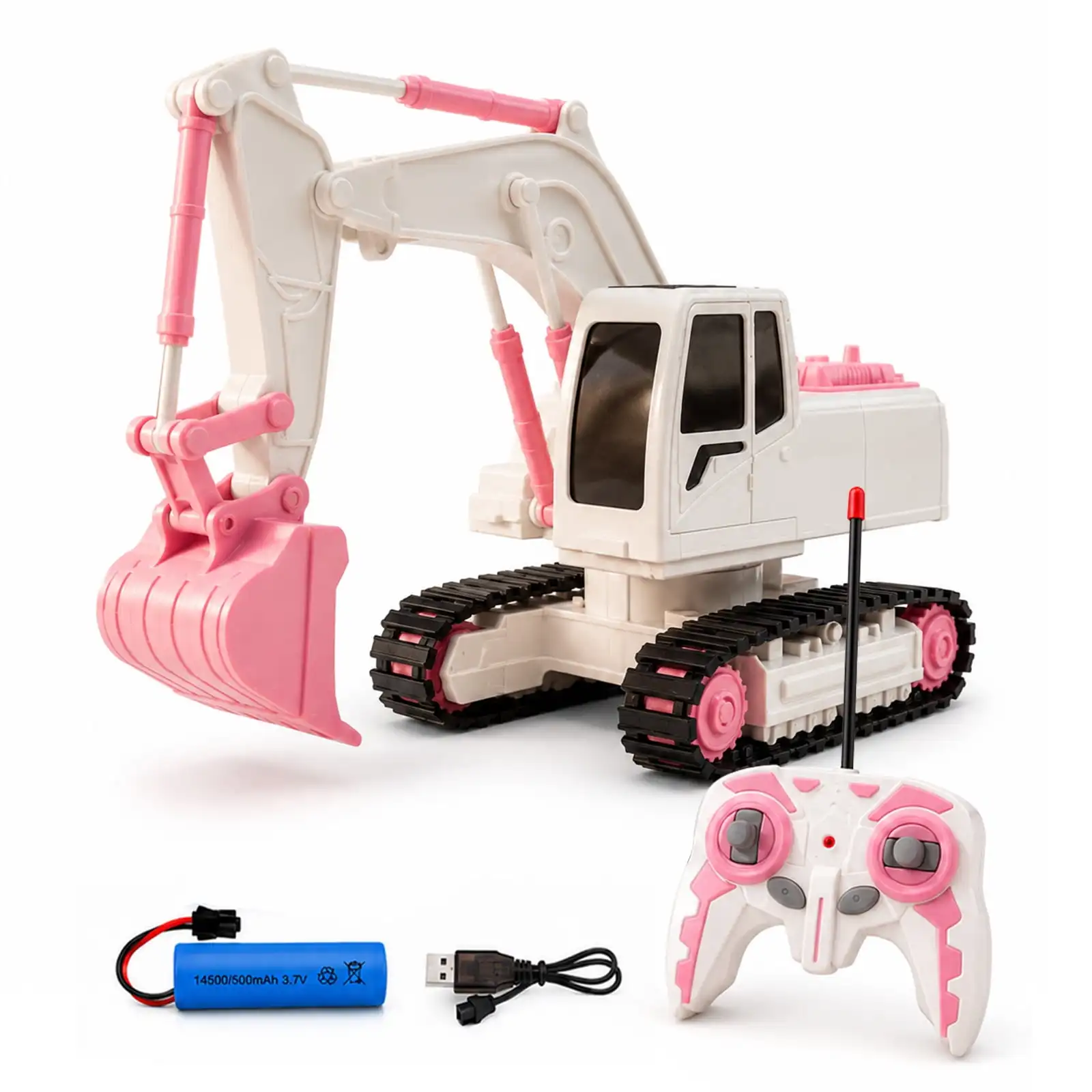 RC Excavator Toy Remote Control Construction Vehicle 1:24 Scale 6 Channel with 360° Rotation LED Lights Sound Effects Kids Gift