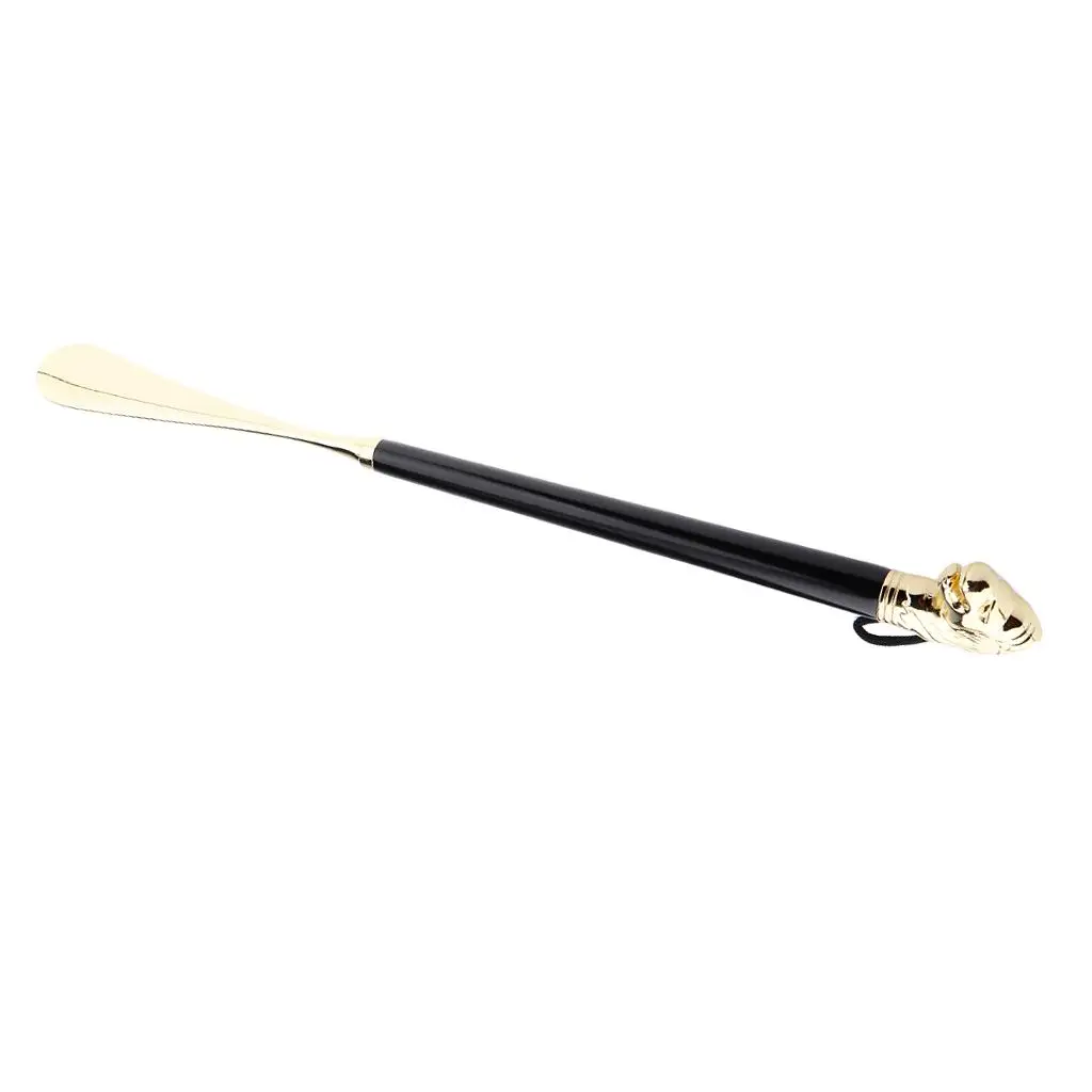 

Vintage Golden Lion Head Long Black Wooden Handle horn Horn Aid